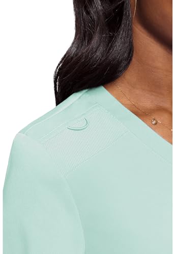 Image of Med Couture Touch Women's Scrub Tops V-Neck Tuck-in Top with 1 Pocket | Slim Fit, Touch Performance Fabric, Stretchy Rib-Knit Shoulders, Bungee Loop, 2-Way Stretch, Lightweight, for Long Shifts