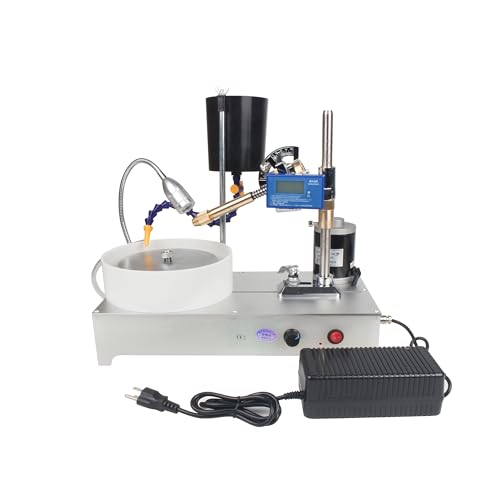 CNCTOPBAOS Precision Gemstone Grinding Polishing Angle Machine 120W 2800rpm Faceted Gem Faceting Jewelry Polisher Cutting Flat Grinder 24V DC Infinitely Variable Speed Lapidary Machine Digital Display