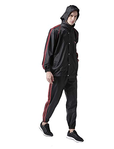 Image of USI Universal Sauna Suit for Men, 415SZ Men's Black Polyester Sauna Suit for Fitness Weight Loss Exercise Gym Training, Heavy Duty Sauna Sweat Suit, Gym Suit, Hook & Loop (L, Black)