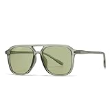 TYUVIVO Occhiali da sole retrò da donna, alla moda, con stampa leopardata, lenti sfumate, da uomo, tendenza Uv400 (verde)