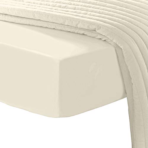 Pizuna Pure Combed Cotton Single Bed Fitted Sheet Ivory