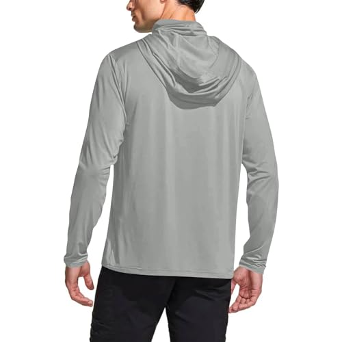 Long Sleeve Sun Shirt Men UPF 50+ Rash Guard Cooling Fishing Hoodies with Mask Casual Summer UV SPF Hiking Blouses4