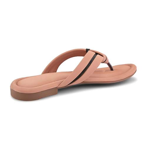 Image of Centrino Women's Flat Thong Sandals | Stylish Embellished Strappy Flip-Flops | Open-Toe Slip-On with Metallic Studs| Soft Cushioned Footbed for Comfort | Elegant & Durable Fashion Footwear (9313)