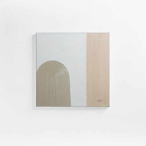 Doors Cuadro Decorativo 50x50 cm con Relieve y Acabado Brillante – Diseño Abstracto Moderno en Tonos Neutros Blanco y Beige – Cuadro para Salón, Dormitorio u Oficina – Lienzo Minimalista con Textura