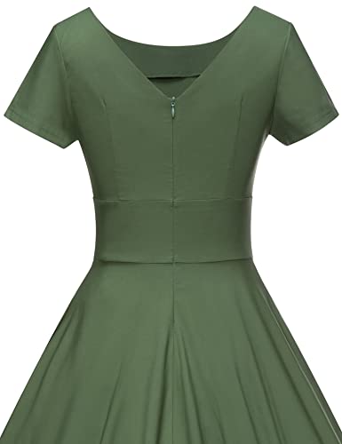 Image of GownTown Women's 1950s Vintage Dresses Short Sleeves Cocktail Stretchy Party Dresses with Pocket