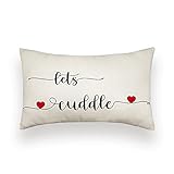 Binfemcy Farmhouse Decorative Throw Pillow Covers Let's Cuddle Quotes Lumbar Cushion Cases Rustic...