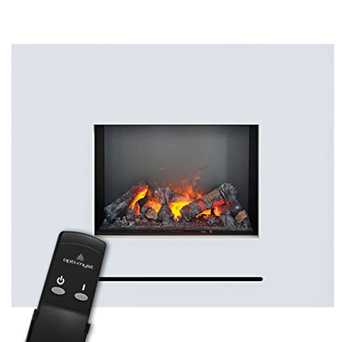 GLOW FIRE Lessing Elektrokamin Opti-myst | 3D Wasserdampf Feuer, elektrischer Standkamin mit Fernbedienung | regelbare Flammenstärke, Weiß, ohne Steinrückwand