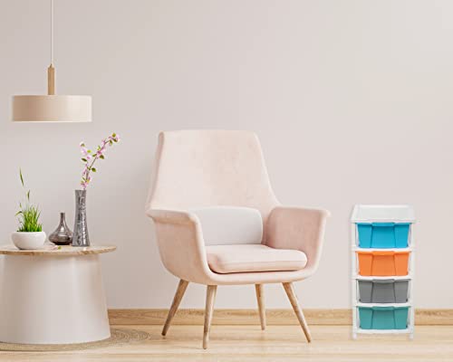 Image of Joyful Studio 4 Regular Plastic Modular Drawer System for Home, Office, Hospital, Parlor, School, Home and Kids, Product Dimension When assembeled (31cmx39cmx60 cm) (Studio4 /Pastel, Multicolour)