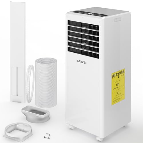 8000 BTU Portable Air Conditioner, 3 in 1 AC Unit Built-In Cool, Dehumidifier & Fan for Rooms Up to 350 Sq.Ft, Energy Saving AC with Remote/24H Timer for Dorms/Indoor Rooms, White and Black by GarveeHome - Used condition - US$135.95