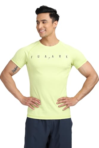 Image of FUAARK Men's Round Neck Slim fit Gym & Active wear Sports T-Shirt for Workout & Casual Wear Lime