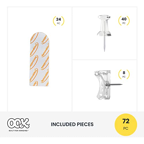 Image of OOK Adhesive Picture Hangers, Tool-Free Picture Hanger Kit, .5 lb, 72 Pieces, 9977131 (2 Pack)
