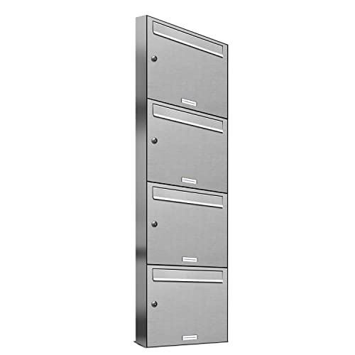 AL Briefkastensysteme, 4 er Briefkastenanlage Edelstahl, Premium...