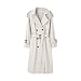 YUTRD jkxxfz Femme à Double Boutonnage Trench-Manteau Long ceinturé Slim Dame Dame Couteau Manteau Manteau Manteau de vêtement de vêtement de vêtement de Printemps Automne (Color : White, Size : L)