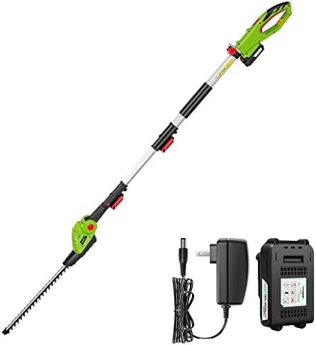 VIVOSUN 20" Cordless Pole Hedge Trimmer, 20V Electric Bush Trimmer with 20” Dual-Action Laser Blade, Adjustable Cutting Head, 0.55" Cutting Capacity, 2.0AH Battery and Fast Charger Included
