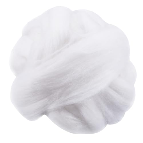GORGECRAFT 100g/3.5oz de Lana para Fieltrar Fibra Natural A Granel Hilo de Lana Suave Aguja para Fieltrar Materiales de Bricolaje para Fieltrar Hilar Tejer Tejer A Mano Coser Adornar Cumpleaños Blanco