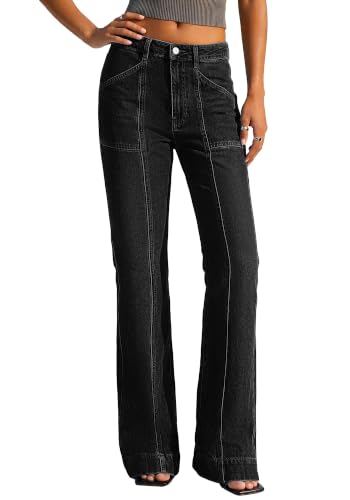 BTFBM Straight Leg Jeans for Women Stretchy Curve Appeal Pants Black - image 2