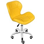 Charles Jacobs Home Office Swivel Computer Desk Chair with a Height Adjustable Chrome base and Wheels - Yellow PU