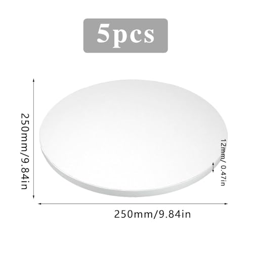 quiodok 5 Pcs Cake Board 10 Inch Round Round White Cake Boards 12mm Thick Premium 10 Inch Cake Board for Sponges Cakes Fruit Cakes - Image 2