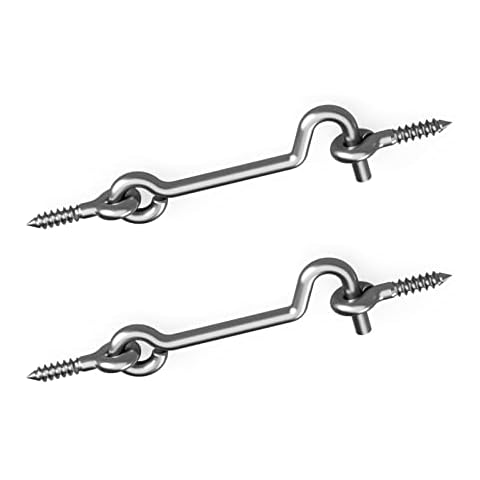 QUERGO - Garden Gate Lock - Internal Door Latch - Door Hook Screw in - Hook and Eye Latch - Shed Hooks - Loft Hatch Lock - Pack of 2 (25mm - 1 inch) Cover