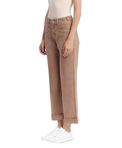 Flying Monkey High Rise Tab Waistband Cuffed Slim Wide Jeans F5920WTP4