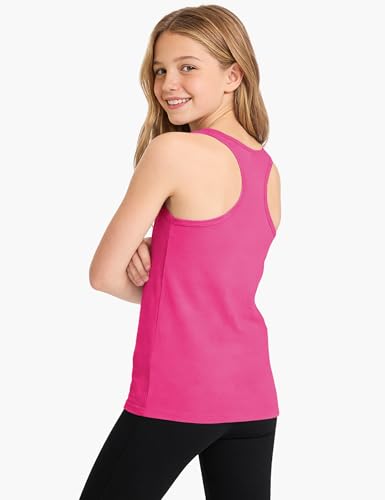 Image of Auranso Girls Tank Tops Cotton Sleeveless Undershirts Athletic Shirts Racerback Dance Outfit Workout Tops