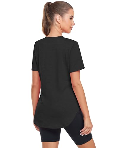 Alovien Short Sleeve Workout Shirts Women Loose Fit, V-Neck Women Exercise T-Shirt Workout Top thumb #6