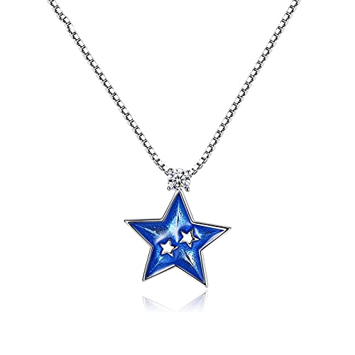 Bijou de luxe pour femme : collier lune en argent avec pendentif étoile étincelant