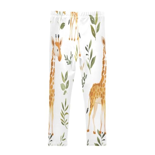 Toddler Girls Leggings Printed Yoga Pants Leggings Brown Giraffe Leaves for Kids2