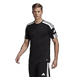 100% recyceltes Polyester adidas Aeroready Squadra 21 Herren-Fußballtrikot mit Rundhalsausschnitt, Schwarz-Weiß, L