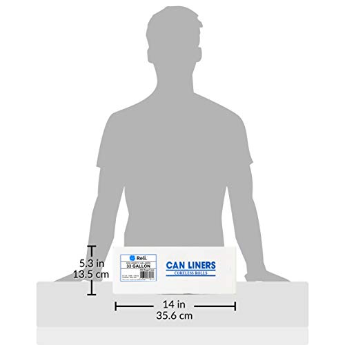 Reli. 33 Gallon Trash Bags Heavy Duty (250 Count Bulk), Made In Usa | Black Garbage Bags 30 Gallon - 32 Gallon - 35 Gallon, Bulk Trash Bag Can Liners #TOP4