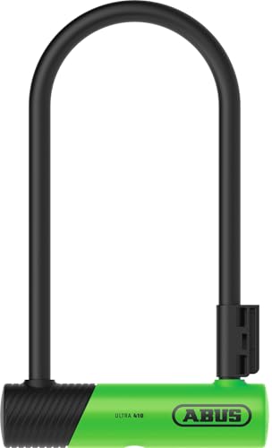 ABUS Candado 410K Ultra para bicicleta y scooter eléctrico, práctico y robusto candado para bicicleta con práctico soporte para transporte, accesorio para bicicleta, variante 150HB230, color verde