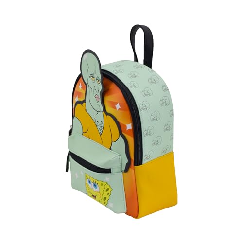 Image of Concept One SpongeBob SquarePants Mini Backpack, Multi, 11 Inch | Handsome Squidward Small Travel Bag Purse for Men and Women, Adjustable Shoulder Straps