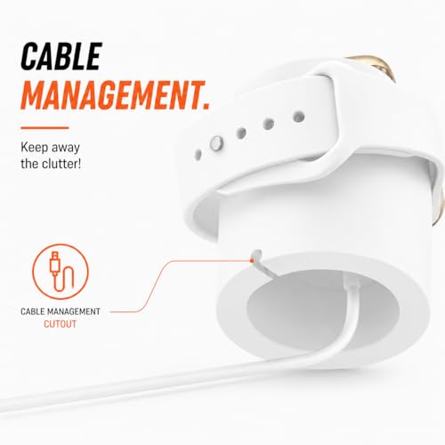 Image of Mizi Magnetic Charging Stand for Apple Watch Ultra 3 /2 /1 & Series 11 / to 1 /SE Silicone Wireless Charger Holder with Cable Management, Nightstand Mode Support, Portable Desk & Bedside Dock - White