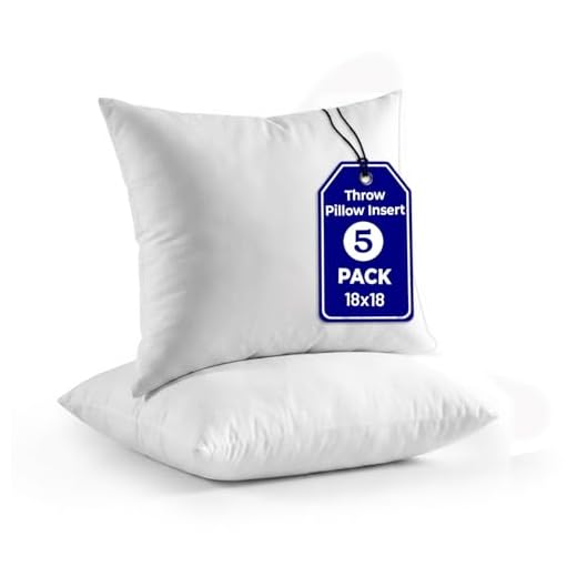 QUBA LINEN Throw Pillow Inserts (Set of 5, White), 18x18 Inches - Premium Cushion Fillers for Sofa, Bed, and Home Décor (18x18 Inch (Pack of 5))