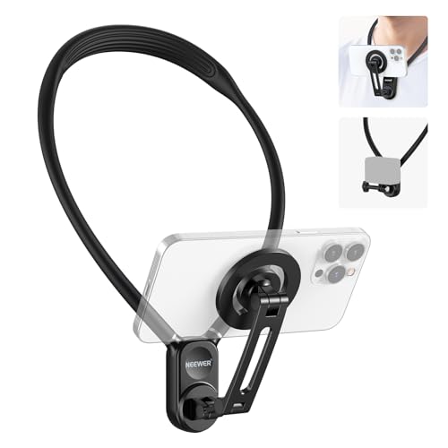 NEEWER Magnetic Neck Holder for Action Camera & Phone, Hands Free Tripod Chest Mount Compatible with GoPro DJI Insta360 Magsafe iPhone Android, Phone Holder for...