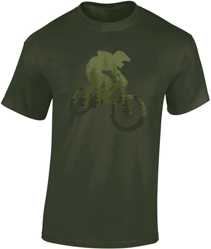 Baddery Fahrrad T-Shirt Herren : Forest Ride - MTB Mountainbike Shirt (Army S)