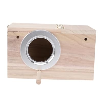 ifundom Wooden Bird Nesting Holder Small Parrot Breeding Box with Clear View Window for Bird Watching and Protection Durable Reinforced Panels Suitable for Songbirds Finches Budgies
