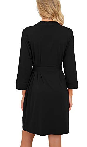 Image of PrinStory Womens Robe Lightweight Short Knit Bathrobe Soft Ladies Sleepwear with Pockets
