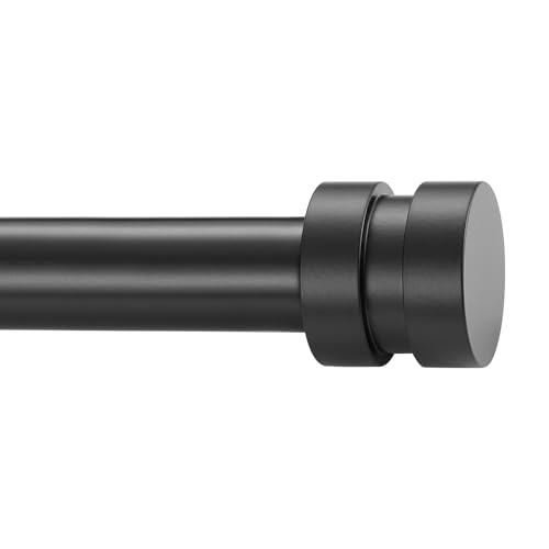 12-20 inch Short Adjustable Matte Black Curtain Rods 1 inch Diameter Heavy Duty Side Curtain Rod Set with Aluminum Finals for Windows Door Drapery