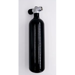 HighTechDiving Duikfles 2 liter 300 bar compleet met ventiel flessenhals schroefdraad M25 x 2 mm zwart