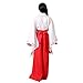 Girls White Kimono Red Hakama Pants Outfit Women's Japanese Anime Kikyo Miko Kimono Cosplay Halloween Witch Costume (S, Red)