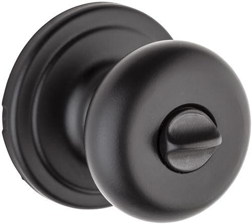 Image of Kwikset Hancock Interior Privacy Doorknob with Lock, Door Handle for Bathroom and Bedroom, Polished Brass Keyless Turn Lock Doorknob