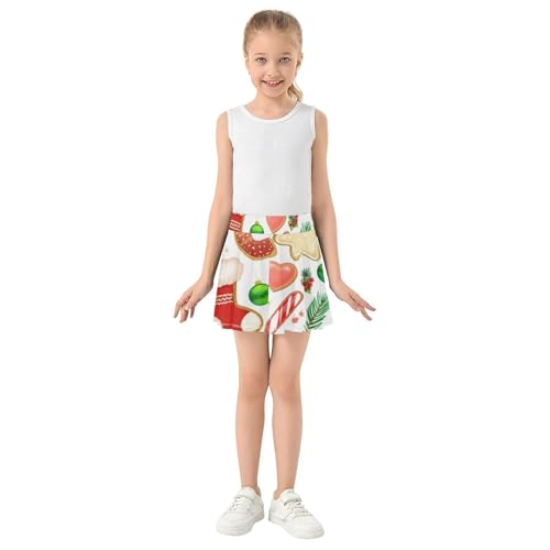 Joisal Athletic Shorts Girls Skorts Tennis Skirts for Kids Cute Comfy Little Girl Christmas Gingerbread Cookies 3t3