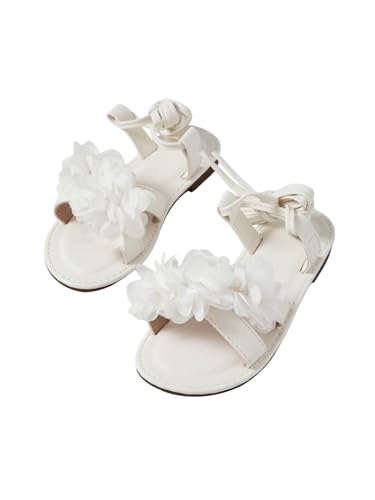 GORGLITTER Girl's 3D Flower Gladiator Flat Sandals Criss Cross Strappy Lace Up Open Toe Slide Shoes2