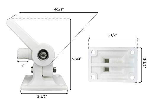 Image of Pactrade Marine Boat ABS Plastic Ratchet Mount Antenna Base with SS Bolts