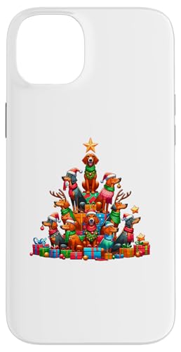 Coque pour iPhone 14 Plus Christmas Tree Plott Hound Plott Dog