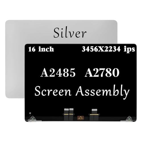 Image of A2485 A2780 A2991 Screen Replacement for MacBook Pro 16 inch M1 2021 A2485 A2780 A2991 EMC 3651 661-21968 661-21969 LCD Display Assembly (Silver)