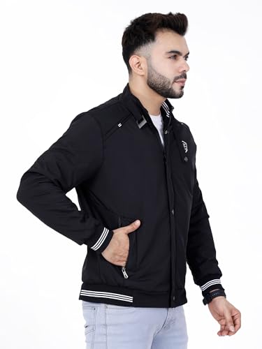 Image of Dollar Full Sleeves Bomber Jacket for Men | TPU Men's Standing Collar Lightweight Winter Jacket, Regular Fit