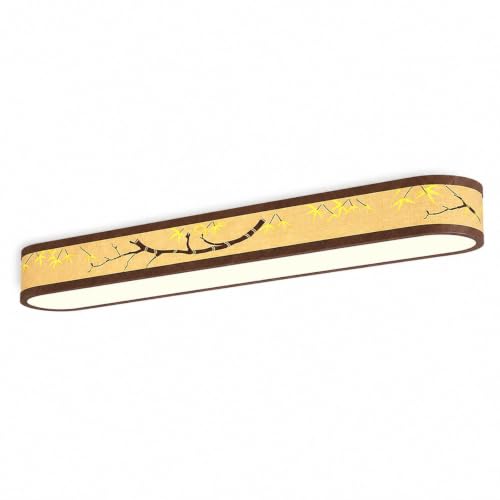 Plafonnier LED linéaire long 100cm en grain de bois pour salon et couloir