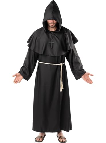 Funidelia Deluxe monk costume for men and women, Size XL - XXL Priest, Religious - Fancy dress for adults for parties, Carnival and Halloween